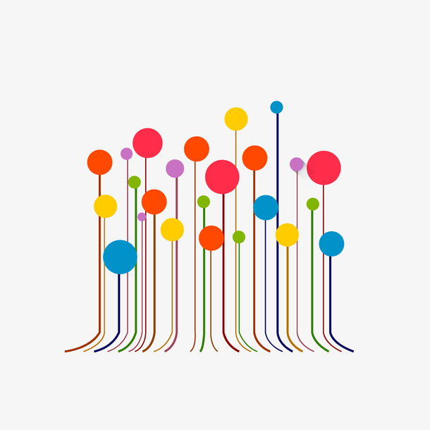 矢量彩色圆点和彩线