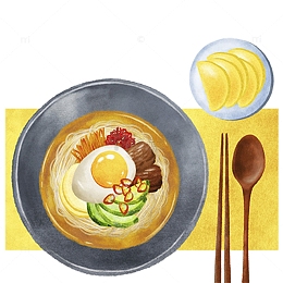 手绘鸡蛋牛肉米线