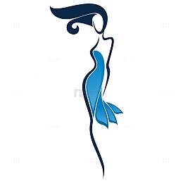 手绘线稿女性站姿腰部曲线