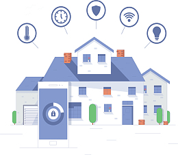 蓝白色智慧家居房屋