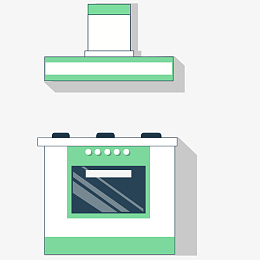 卡通绿色现代橱柜吸油烟机