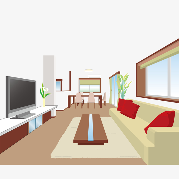 卡通客厅矢量图下载