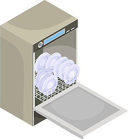 灰色卡通洗碗机