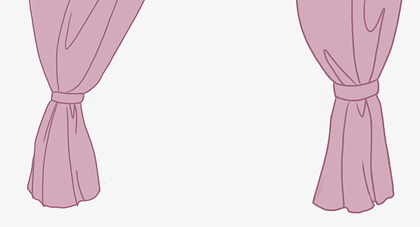 卡通手绘粉色窗帘