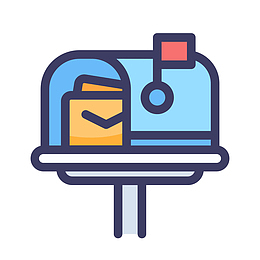 蓝色手绘线稿邮箱元素