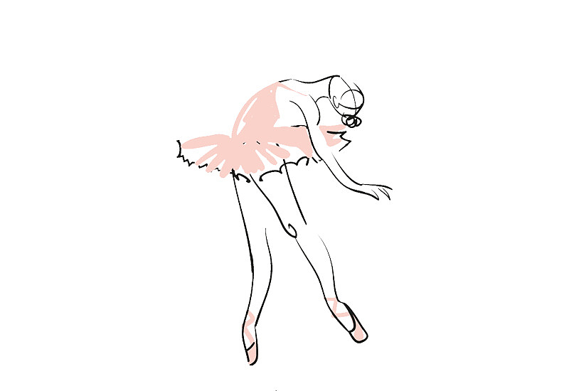 手绘粉色芭蕾舞表演者