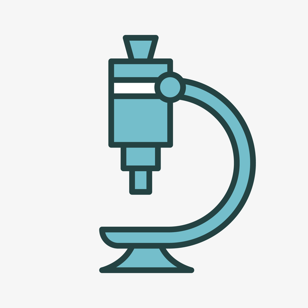 蓝色手绘显微镜卡通插画