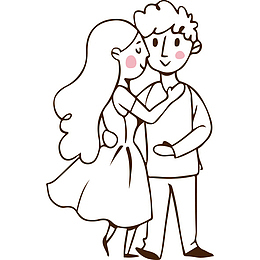 卡通可爱线稿相爱的情侣