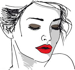 性感红唇女人线描画