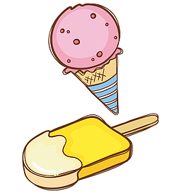 彩色手绘圆弧冰激凌元素