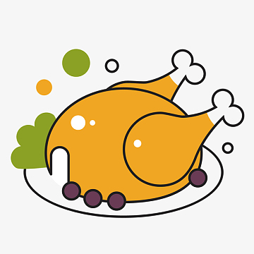 黄色手绘烤鸡元素