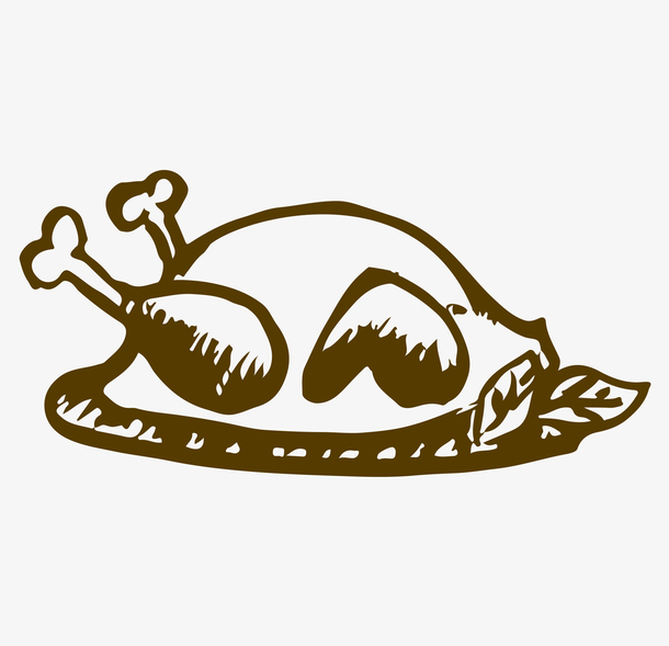 矢量线稿卡通褐色烤鸭食物