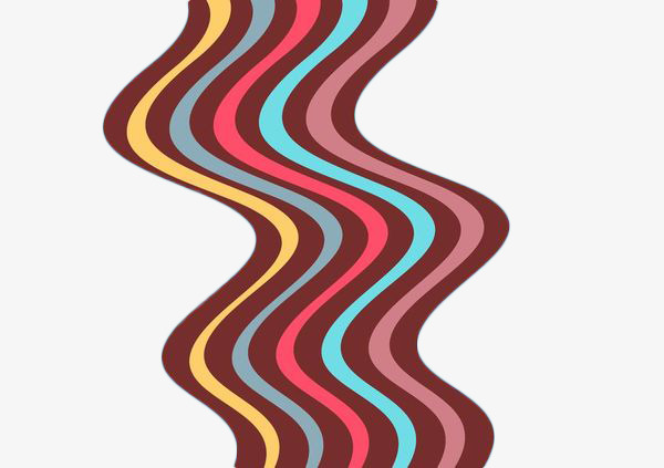 手绘彩色不规则波浪线