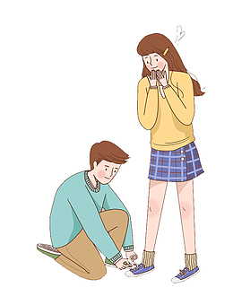 彩色手绘系鞋带卡通插画