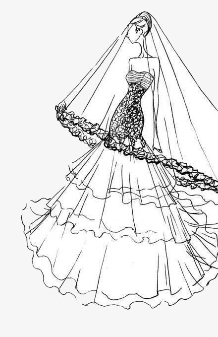 唯美婚纱线稿