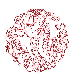 红色祥云春节图案元素