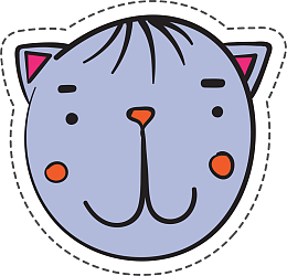 紫色圆弧小猫卡通贴纸