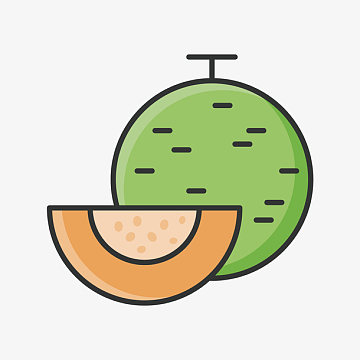 绿色圆形手绘哈密瓜元素
