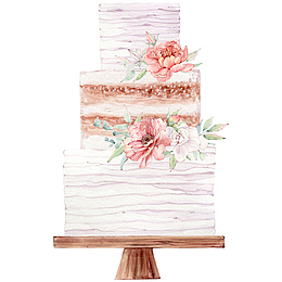 手绘水彩粉色蛋糕