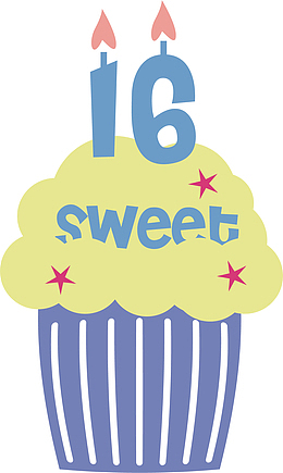 矢量16岁生日蛋糕