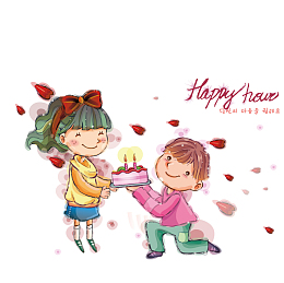 生日蛋糕给女朋友过生日的男子