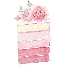 手绘水彩多层三角蛋糕