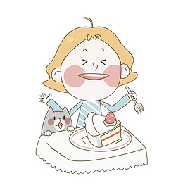 吃蛋糕的女生场景图