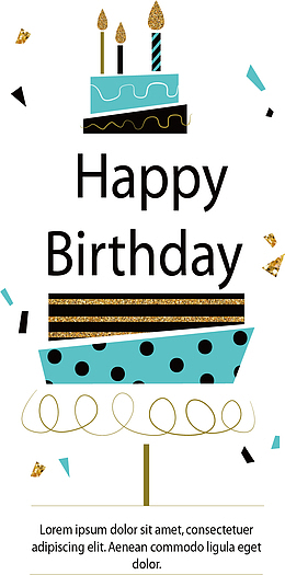 矢量图蜡烛生日蛋糕