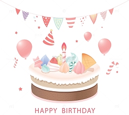 粉红精致生日蛋糕