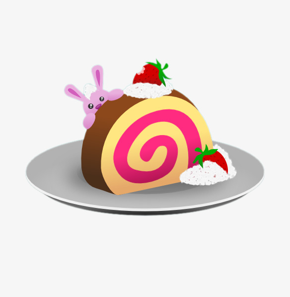 草莓蛋糕卷免抠素材