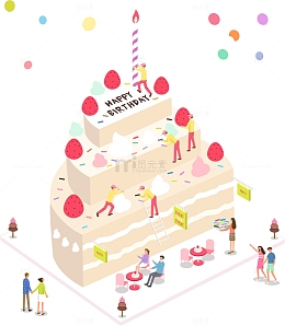 2.5D矢量蛋糕行业插画
