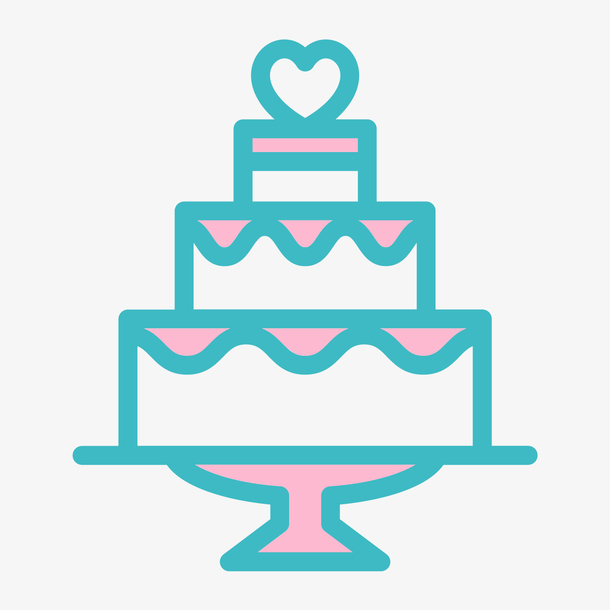 卡通蓝色线条多层蛋糕