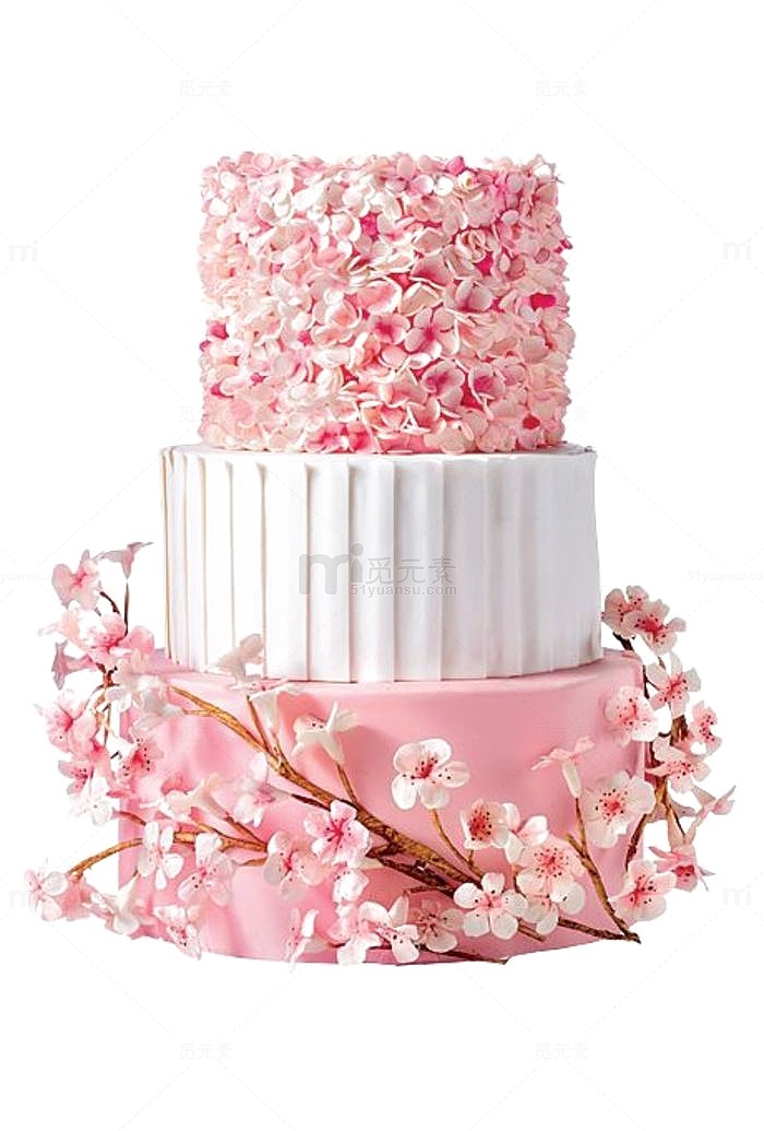 粉色小清新婚礼樱花蛋糕