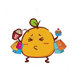 双手挂满袋子手拿饮料和蛋糕的卡