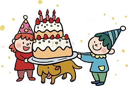 矢量图可爱的小朋友在过生日