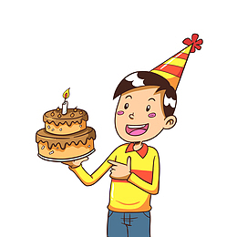 过生日的小男孩矢量图