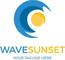 海边日出元素标识设计