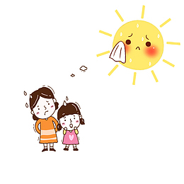 卡通炎炎热夏日