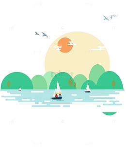 清明扁平化山水免抠图