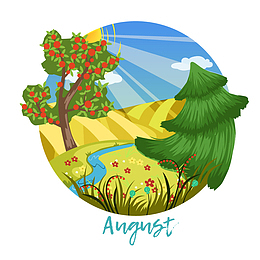 阳光明媚果实树木一年四季风景变