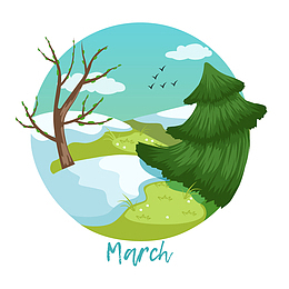 清新春天树木发芽一年四季风景变