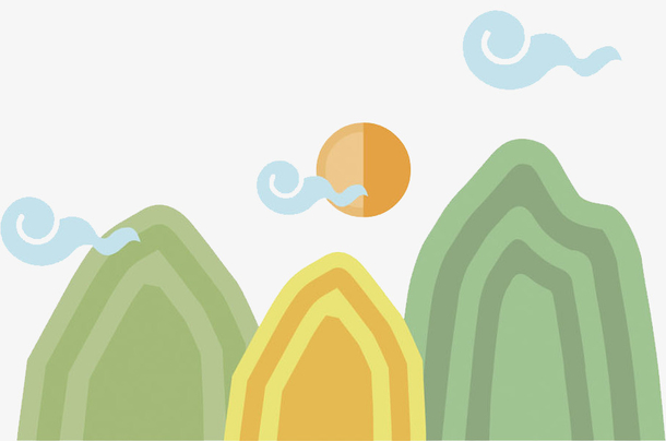 卡通高山祥云免抠图
