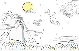 淡色中国风淡雅清新山水画