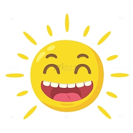卡通开怀大笑的太阳矢量