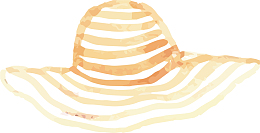 清凉夏日小元素手绘水彩太阳帽矢