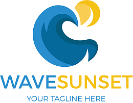 日出海浪标识设计