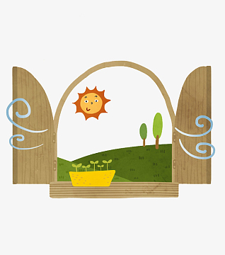 卡通打开的窗户免抠图