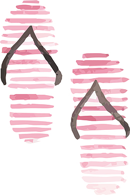 清凉夏日小元素手绘拖鞋矢量素材