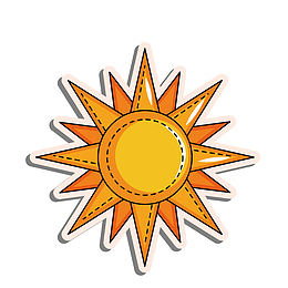 黄色卡通线条太阳