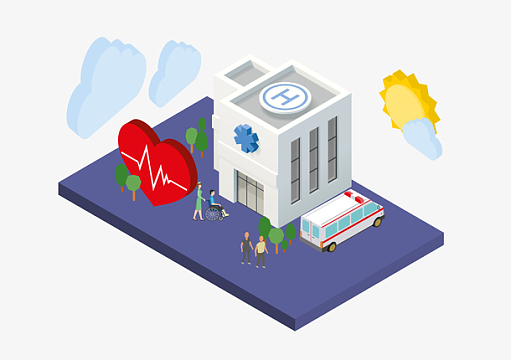 商务立体医疗医院2.5d矢量插画